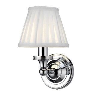 Burlington LED Bathroom Round Wall Light & White Fine Pleated Shade